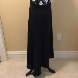 ☀️Runi b i s woven knit asymmetrical side split maxi hem skirt